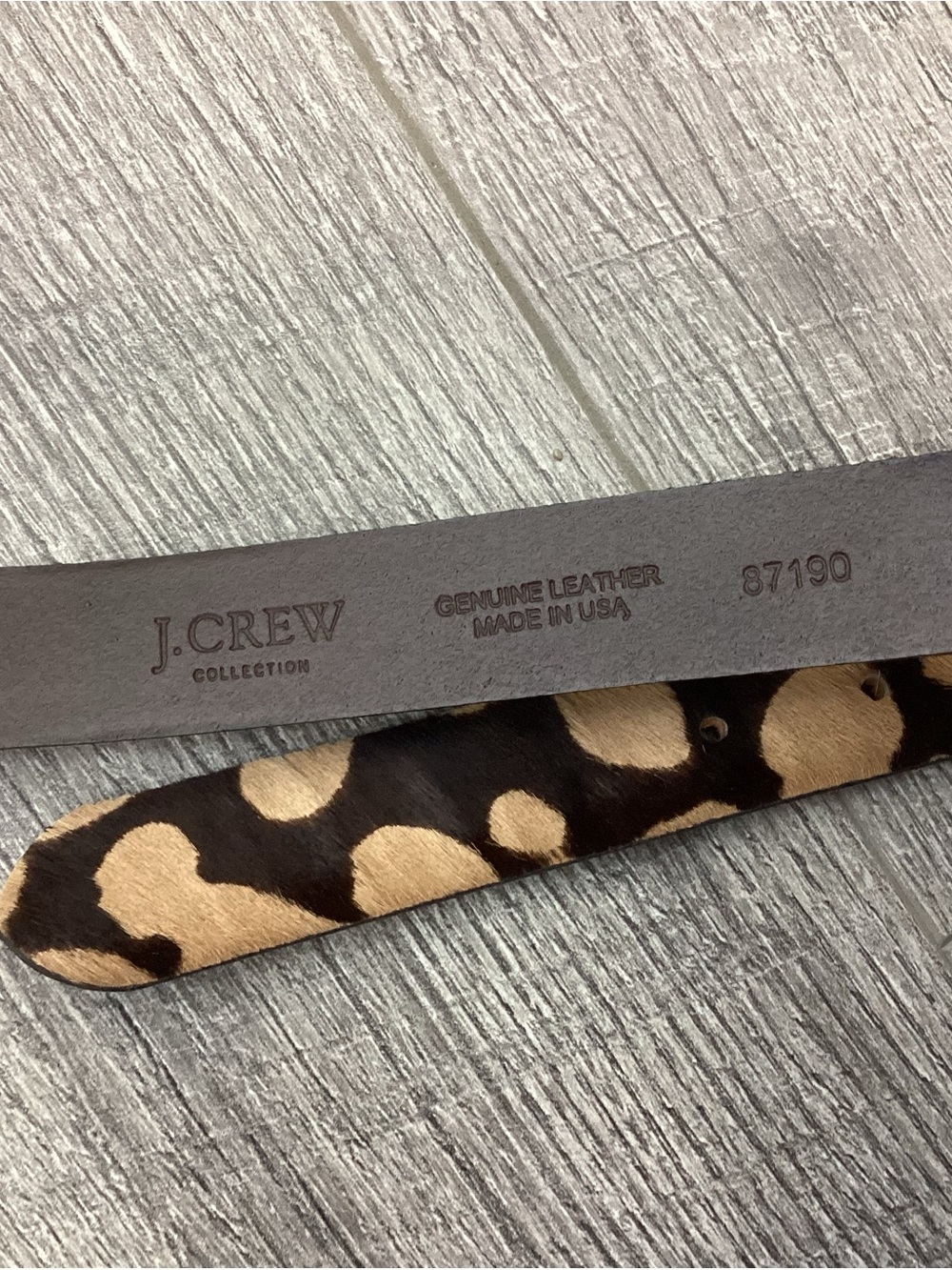 J. Crew Animal Print Calf Hair Leather Belt Size S - Picture 11 of 12
